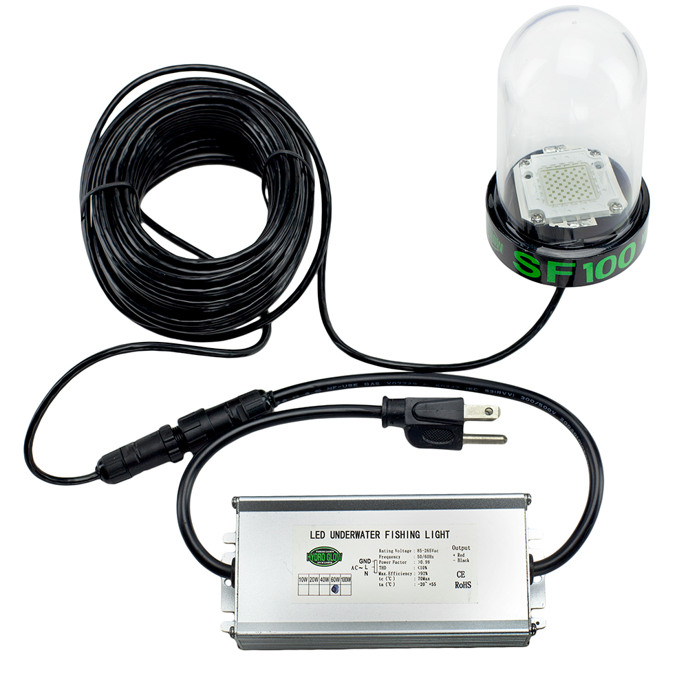 Hydro Glow SF100G 100W/120VAC Underwater Dock Light - Green Anchored To Bottom