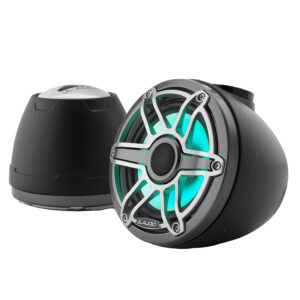 JL Audio M6 VeX&trade; Series 6.5" Enclosed Coaxial Speakers w/RGB LED Lighting & Titanium Sports Grilles - M6-650VEX-Mb-S-GmTi-i
