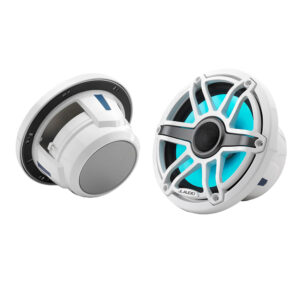JL Audio M6 Series 7.7" Marine Coaxial Speakers w/Gloss White Sport Grille & Transflective&trade; LED Lighting - M6-770X-S-GwGw-i