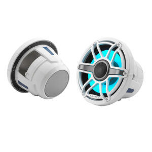 JL Audio M6 Series 8.8" Marine Coaxial Speakers w/Gloss White Sport Grille & Transflective&trade; LED Lighting - M6-880X-S-GwGw-i