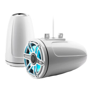 JL Audio M6 Series 7.7" Enclosed Tower Coaxial System w/Gloss White Sport Grille & Transflective&trade; LED Lighting - M6-770ETXv3-Gw-S-GwGw-i