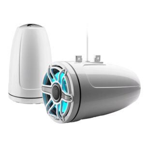 JL Audio M6 Series 8.8" Enclosed Tower Coaxial System w/Gloss White Sport Grille & Transflective&trade; LED Lighting - M6-880ETXv3-Gw-S-GwGw-i