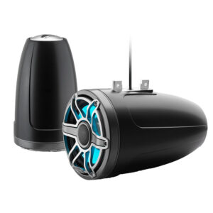 JL Audio M6 Series 8.8" Enclosed Tower Coaxial System w/Titanium Sport Grille & Transflective&trade; LED Lighting - M6-880ETXv3-Sb-S-GmTi-i