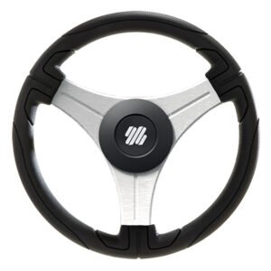 Uflex Ustica 13" Steering Wheel - Black - Polyurethane w/Silver Spokes & X62 Hub