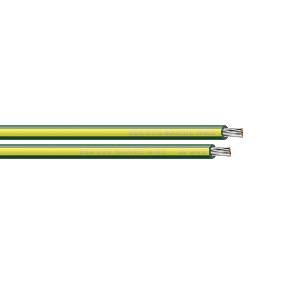 Sea-Dog 10 AWG Green/Yellow Stripe Primary Wire - 1000'