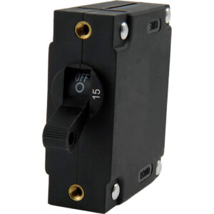 Egis A Series Black Toggle Panel Mount Circuit Breaker - Single Pole 15A