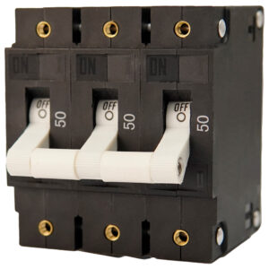 Egis C Series White Toggle Panel Mount Circuit Breaker - Triple Pole 50A