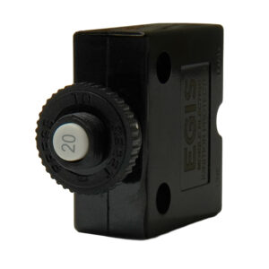 Egis 20A Push Button Panel Mount Circuit Breaker - Spade Terminal