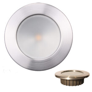 Lunasea &ldquo;ZERO EMI&rdquo; Recessed 3.5&rdquo; LED Light - Warm White, Red w/Brushed Stainless Steel Bezel - 12VDC